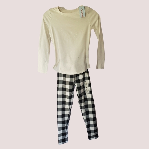 Cat&Jackset of 2 pcs size 7/8 M white/blackpant cream blouse - Picture 1 of 10